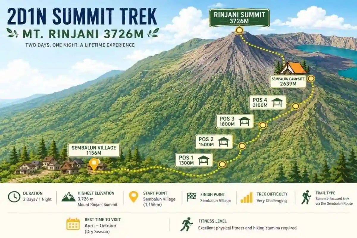 mount rinjani summit trek map